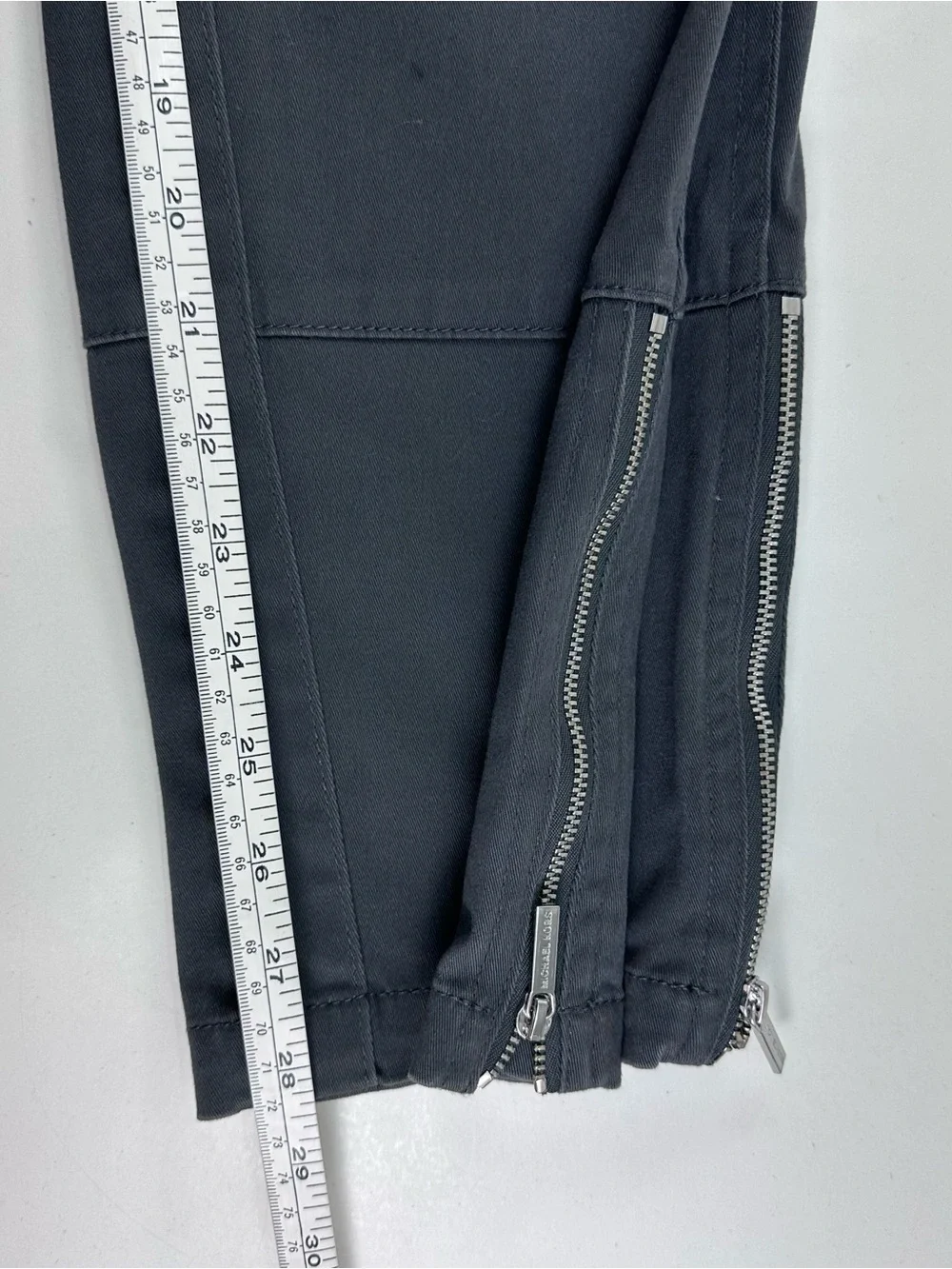 Michael Kors Womens Gray Moto Design Pants Size 6 Ankle Zippers Stretch Cotton